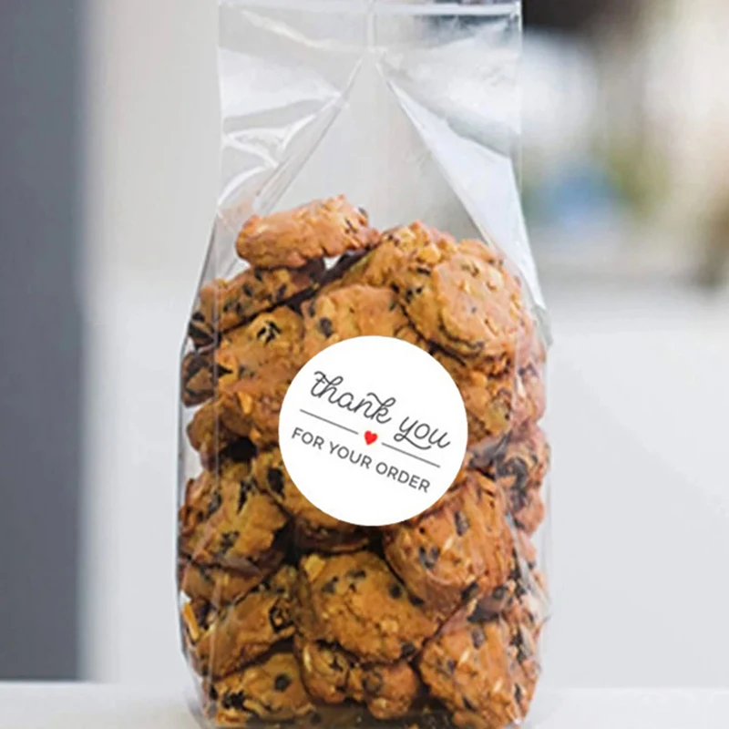 500Pcs /Roll 25mm Black Thank You Stickers Kraft Paper Sticker For Baking Wedding Decor Birthday Party Gift Sealing Sticker