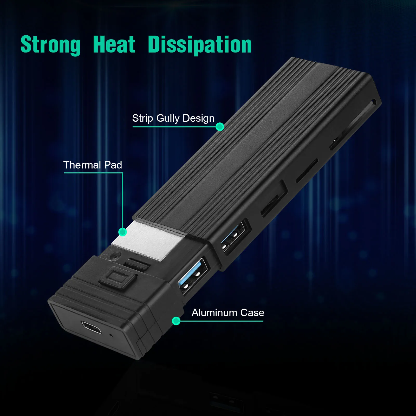 KEBIDUMEI USB C HUB M.2 SSD Case NVME SATA Dual Protocol Adapter M.2 to TYPE-C Docking Station Card Reader Support For Macbook view 6