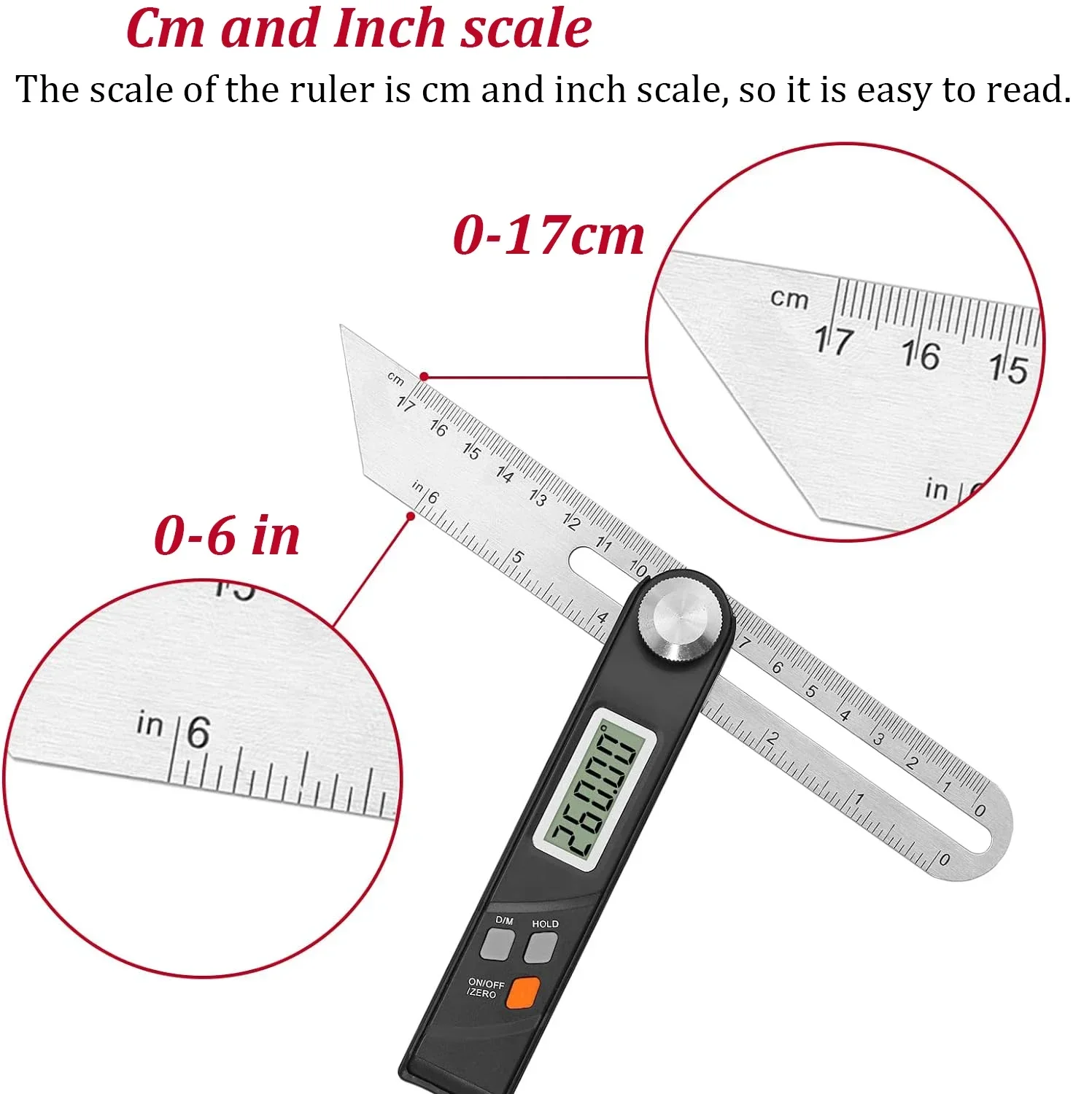 T Bevel Digital Angle Ruler with 6in Sliding Stainless Steel Ruler 360 Degree Digital Protractor Woodworking Measurement Tool