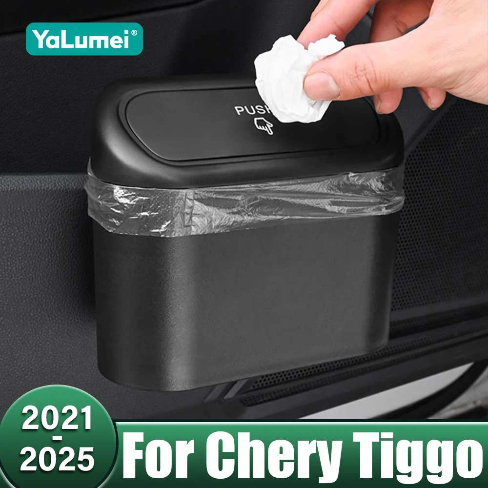 Car Hanging Trash Can Square Pressing Case Bin Interior Accessories For Chery Tiggo 7 8 Pro Max Hybrid 2021 2022 2023 2024 2025