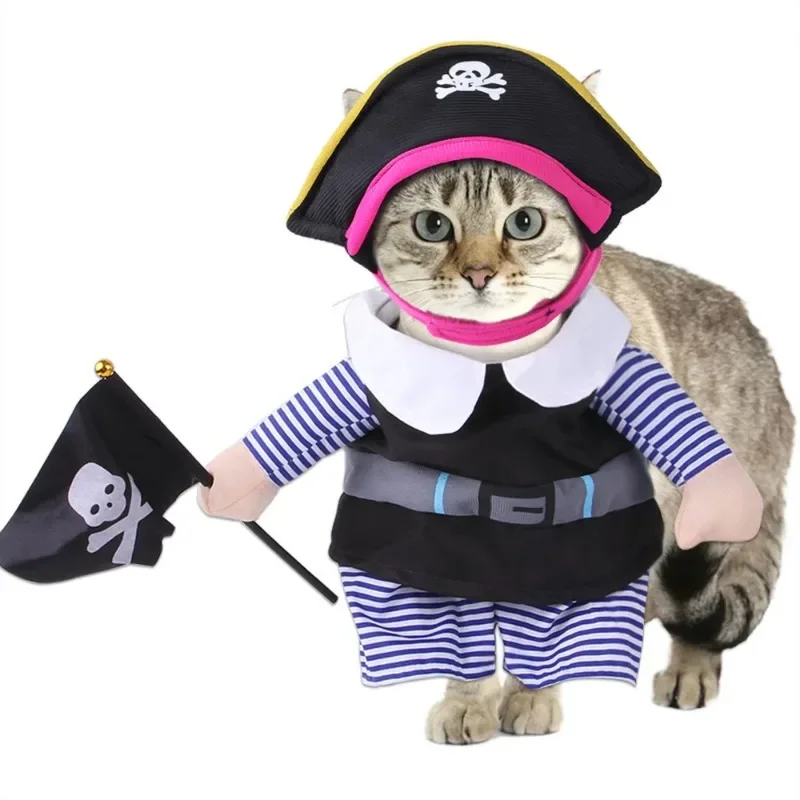 Pet Cosplay Suit Funny Cat Dog Clothes Pirate Suit Cute Halloween Costumes Fancy Dressing Up Clothing Cowboy Pet Puppy Outfit