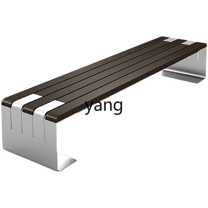 

lmm Long Chair with Iron Art Backrest, Courtyard Square Bench, Stainless Steel Park Chair