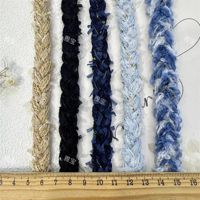 1.5cm Width Small Fragrant Woven Tweed Lace Accessories Handmade DIY Clothing Collar Decoration Pressed Edge Ribbon By The Meter