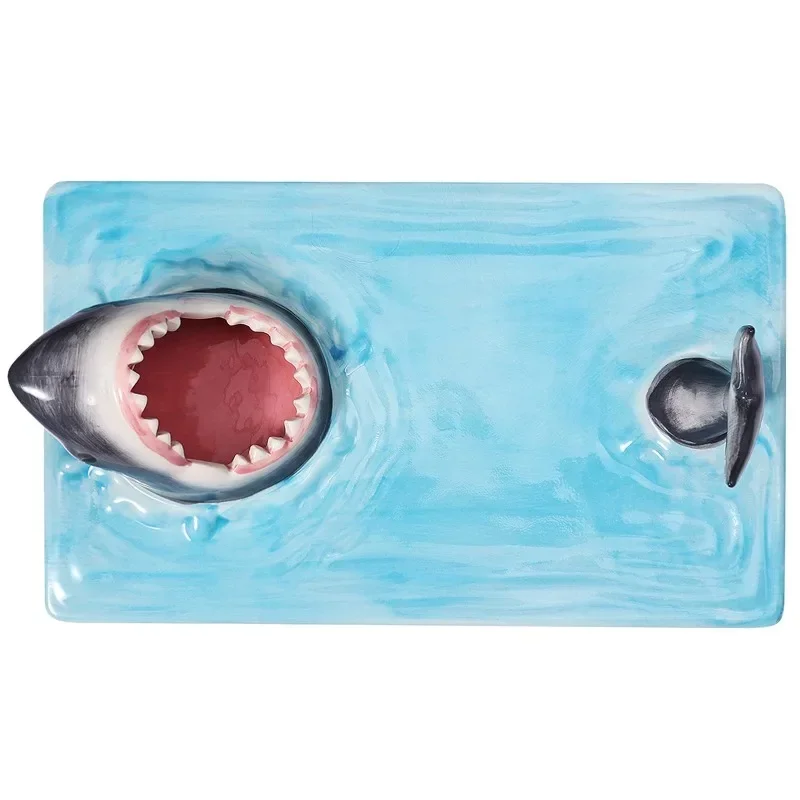 

#For Creative Shark Shape Rectangular Ceramic Plates Sushi Dessert Storage Plate Cheese Board Dining Table Kitchen Decor&