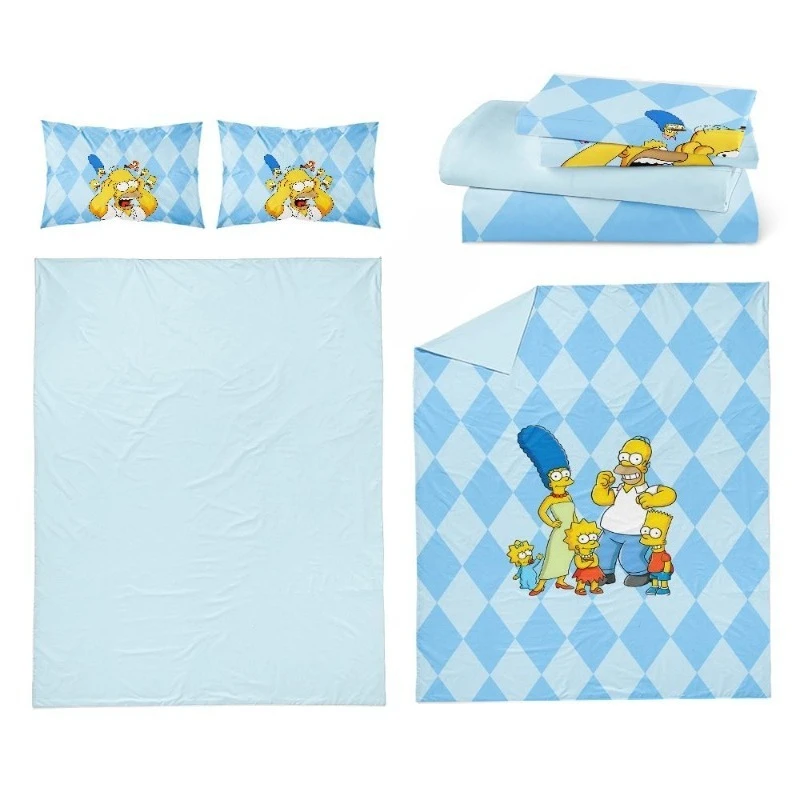 The Simpsons Bart Homer Maggie Anime Zweidimensionales Bettwäsche-Set Vierteiliges Set Junior High Dormitory Bettbezug Dreiteiliges Set – Detail 5