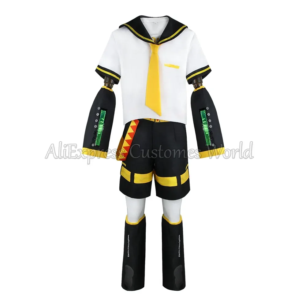 Anime Kagamine Rin Len Cosplay kostiumy mundurowe japońskie Kagamine Piapro koszulki na Halloween spodenki damskie męskie legginsy nakrycia głowy