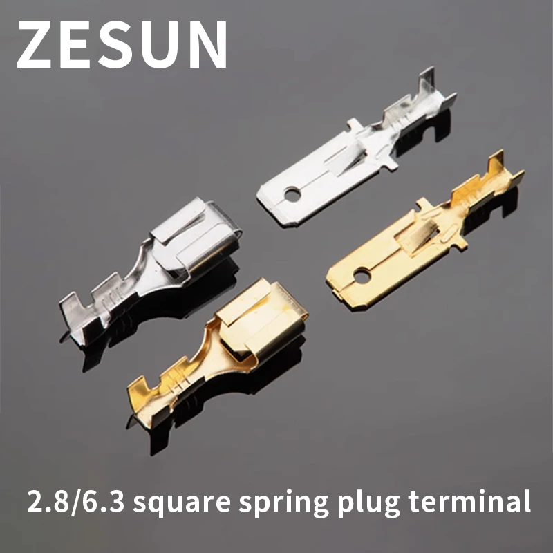 100/200pcs 2.8/6.3mm square spring plug male and female pair terminal connectors for automotive quick connectors