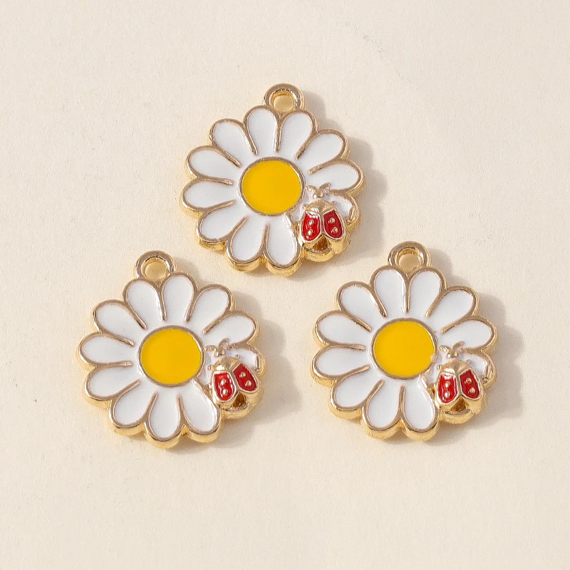 20 Stück modische, farbenfrohe Emaille-Blumen-Anhänger für die Schmuckherstellung, geeignet für Ohrringe, Halsketten, Armbänder und DIY-Bastelarbeiten. – Detail 9