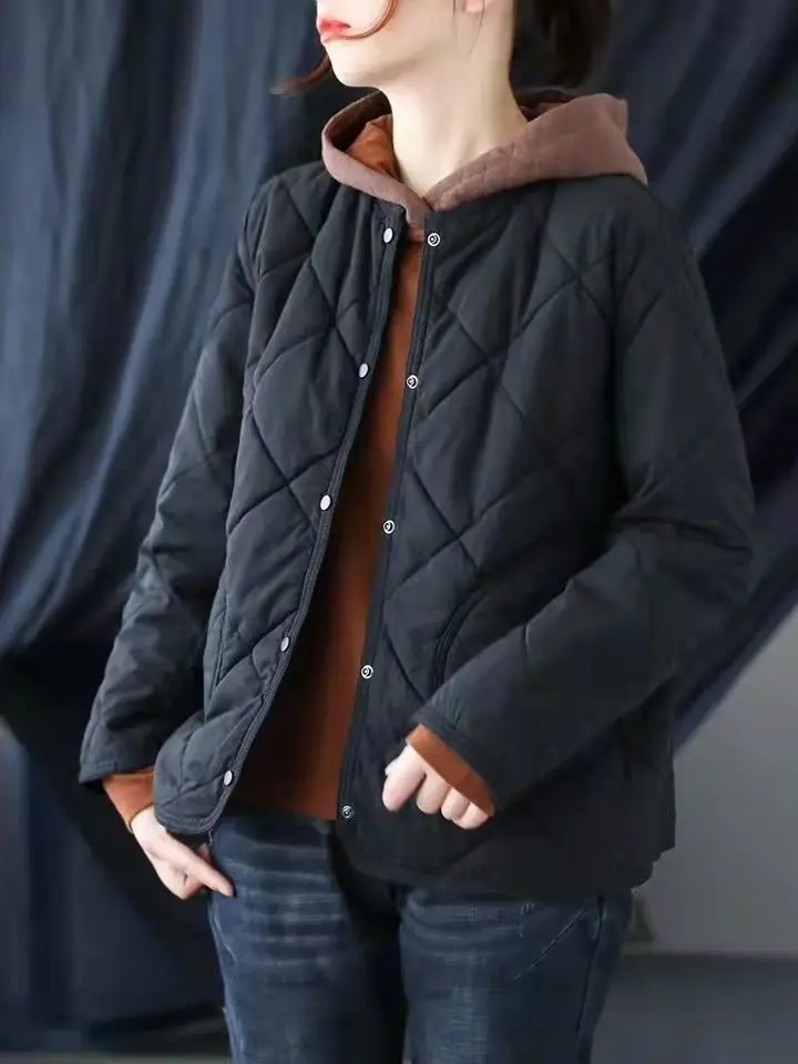 정품 겨울 신상 슬림 경량 퀼팅 코튼 재킷 레트로 캐주얼 레트로 코튼 의류 또는 아우터웨어 코트