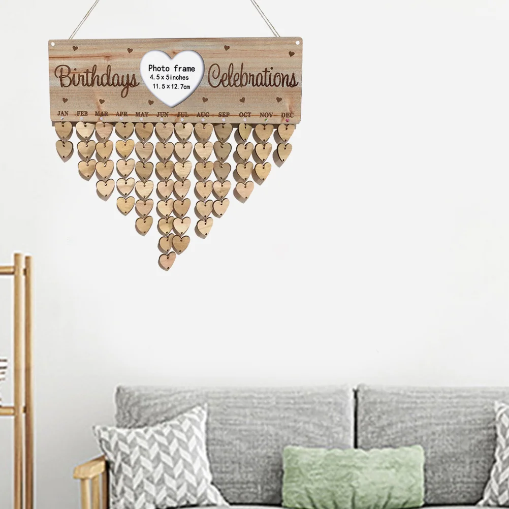 

Wooden Birthday Reminder Calendar DIY Planner Board Wall Hanging Family Anniversary Reminder Frame Home Decor Wooden Calendar
