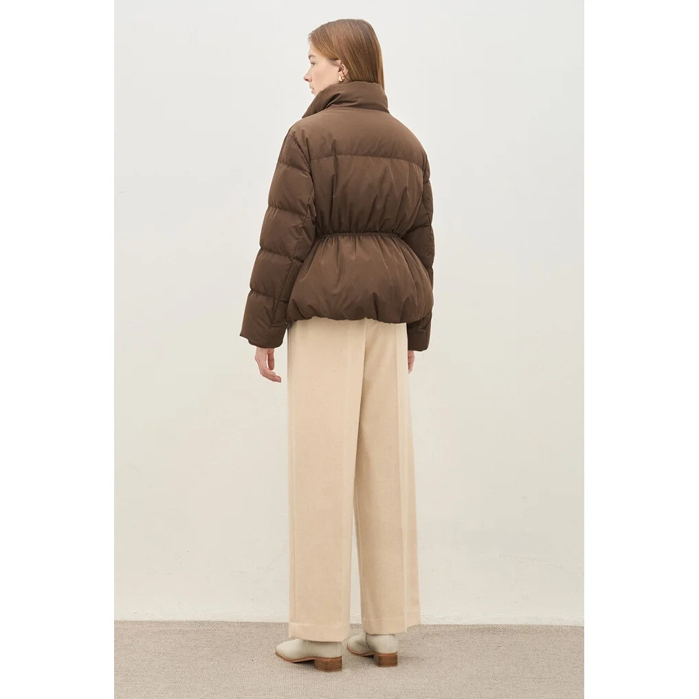 Ultra-Thi duvet d'oie bouffant Jaet col montant Dstring trajet Sle pain manteau Version coréenne hiver longue fermeture éclair Sve