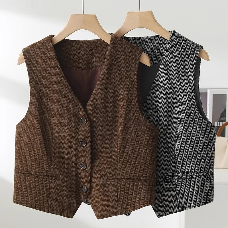 

Spring And Autumn British Vest Women's Spring Autumn 2025 New Sleeveless Jacket Suit Top w726