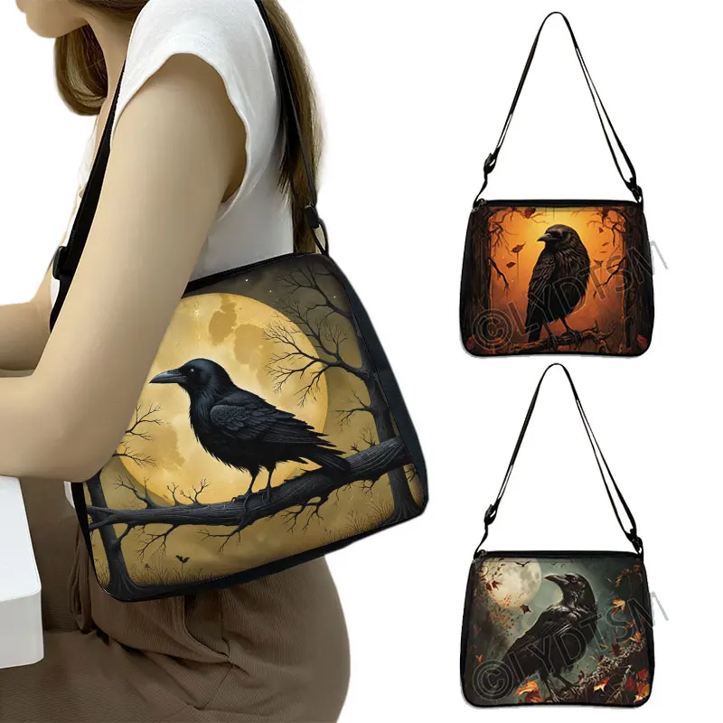 gotico-por-do-sol-corvo-inclinacao-impressao-bolsa-alca-de-ombro-ajustavel-saco-mensageiro-sacos-crossbody-bolsas-casuais-presente