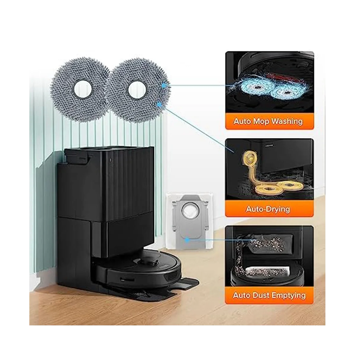 مجموعة ملحقات فراغ ل Q روبوت ، منصات فراغ ممسحة ، فرشاة الجانب الرئيسي ، أكياس الغبار ، فلتر Hepa