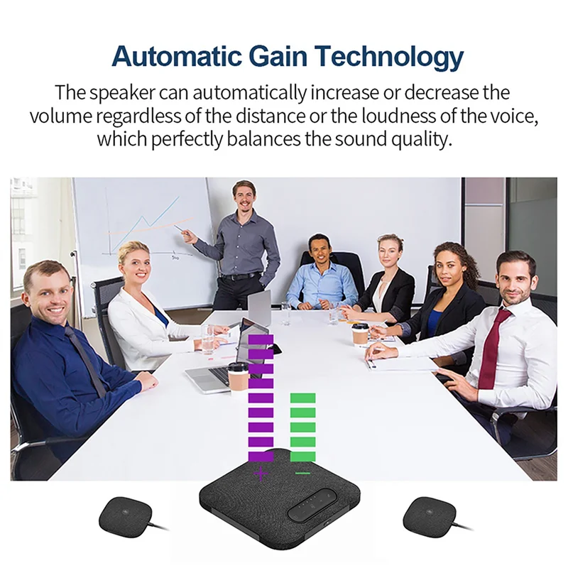 SMIEA USB سماعات مؤتمرات الفيديو اللاسلكية المدمج في 4 ميكروفونات مكبر صوت هاي فاي 2 تمديد ميكروفون 360 °   لاقط الصوت الضوضاء