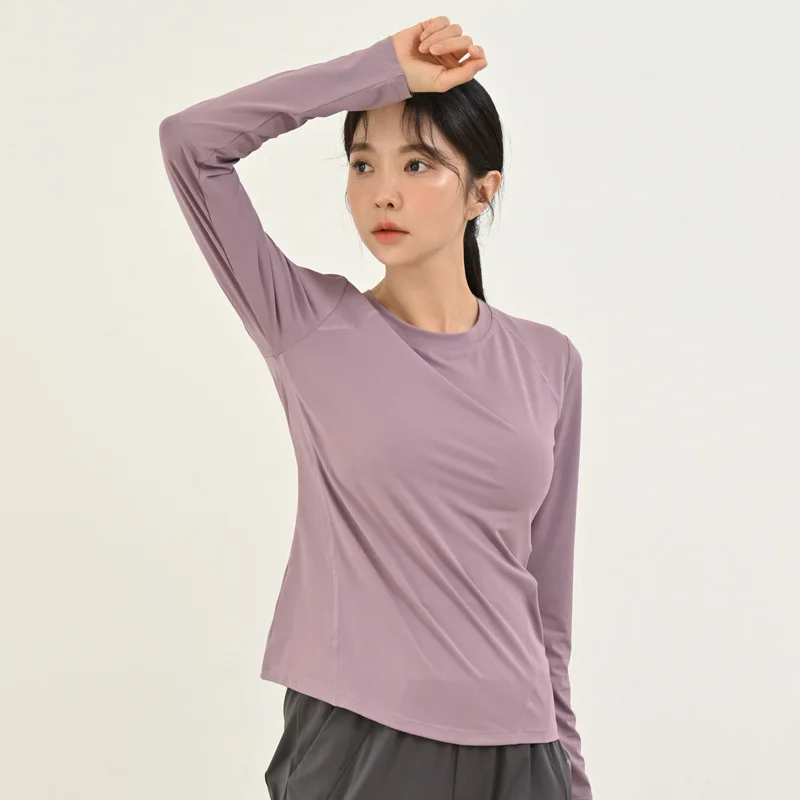 Vintage/Retro Lavender Women's Long Sleeve Running Top with Modern Fit Moisture Wicking Breathable Mesh Lightweight Shell