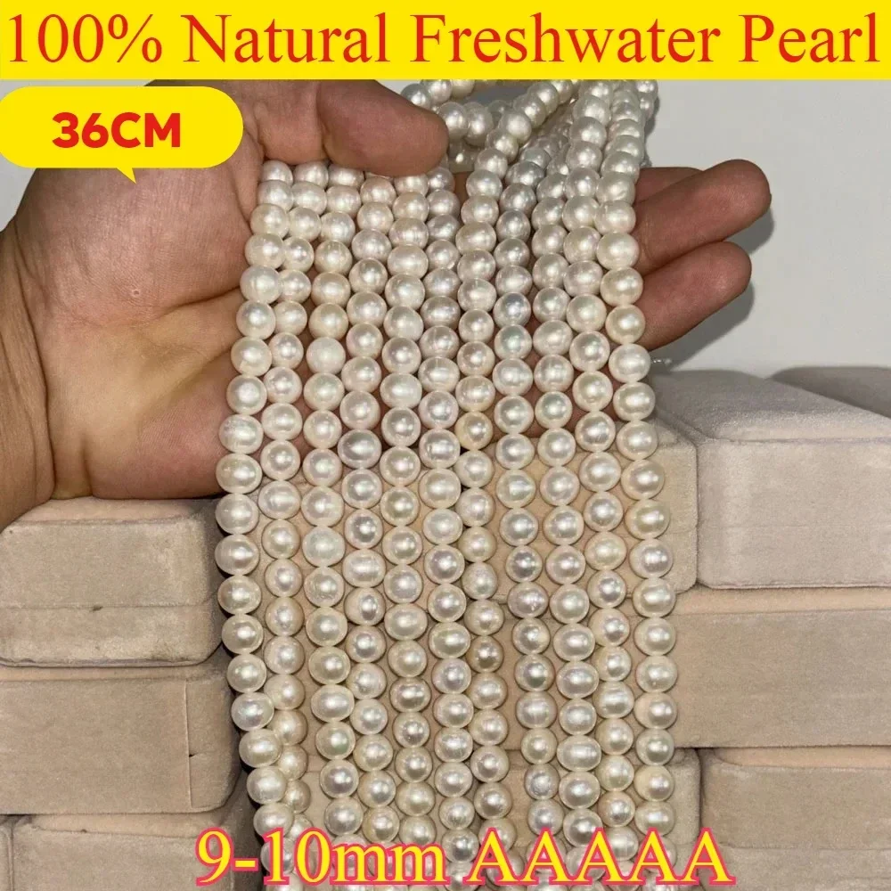 AAAAA 9-10mm Radiant Natural Freshwater Pearl Near Round Bead for Jewelry Making DIY Women Wedding Necklace Bracelet Accessories