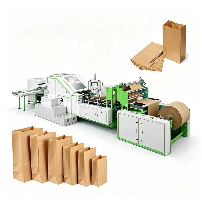 CE Certified Fully Automatic High Speed Flat Handle Square Bottom Paper Bag Making Machine for Eco-Friendly Shopping Bags