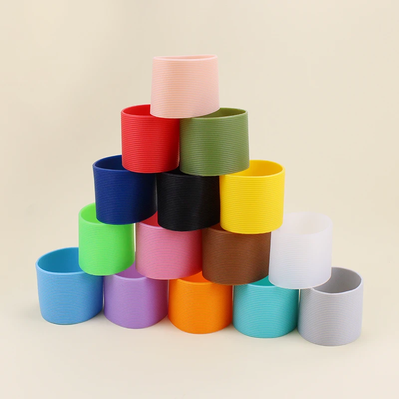 6.5cm diameter food grade silicone sleeve for glass water bottleHeat Resistant Protective Anti-Slip Cup Silicone Covers