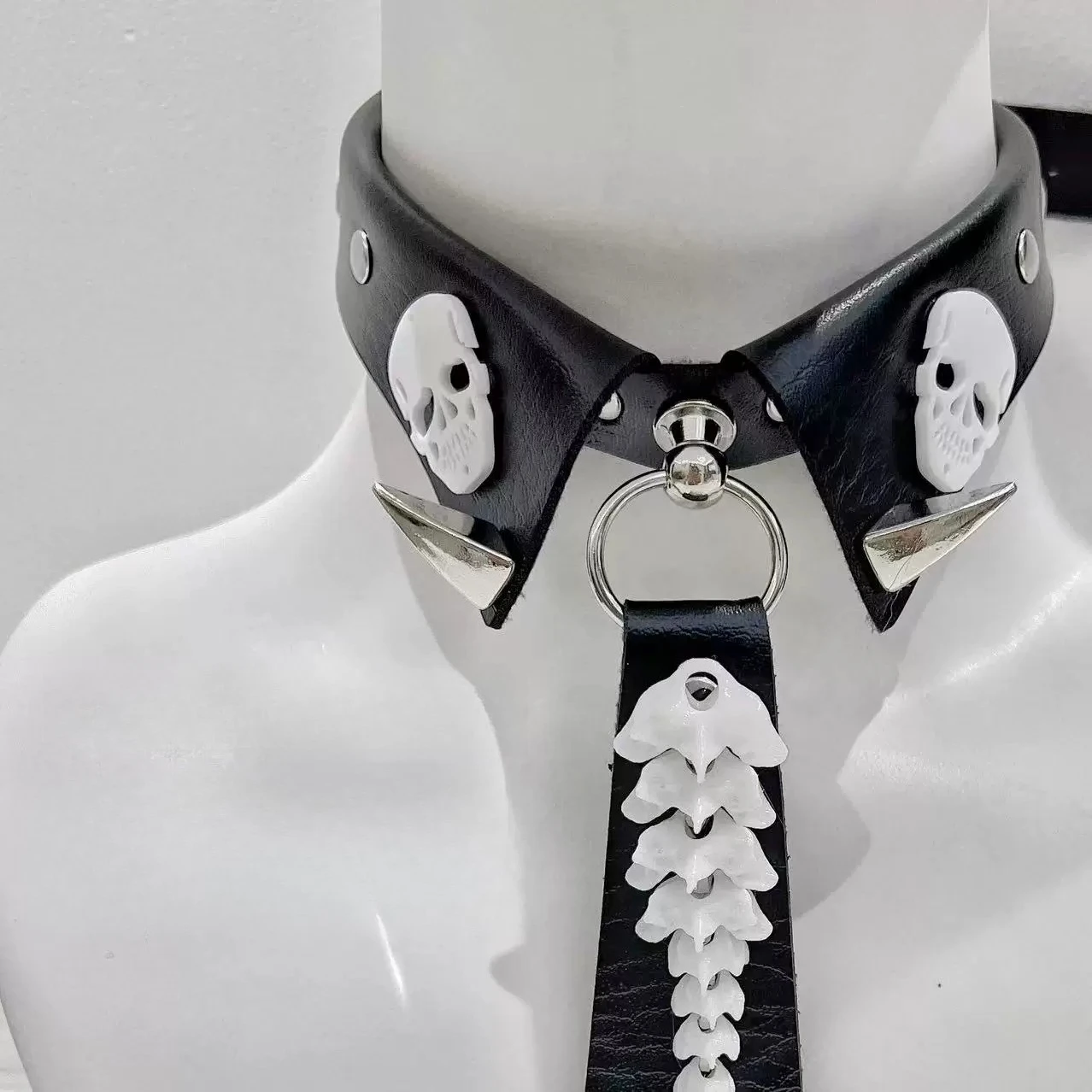 Fashion spine choker, dark personality, gothic hot girl, y2k tie, subculture necklace, abi