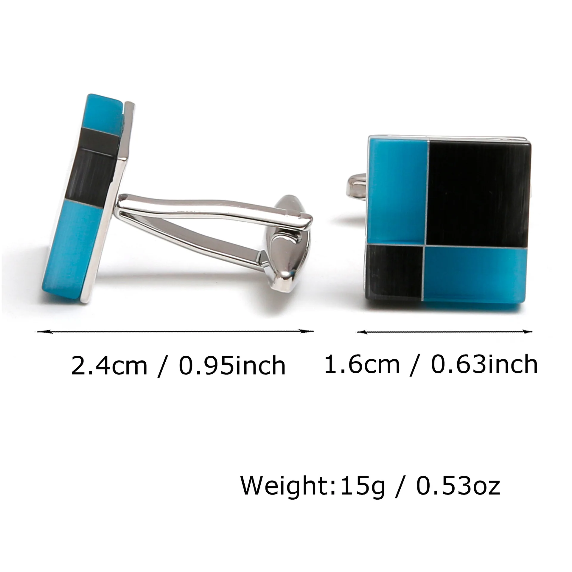 Light Luxury Men's Cufflinks Retro French Set with Black and Blue Cat's Eye Stone Square Cuff-link Shirt Cuff Button