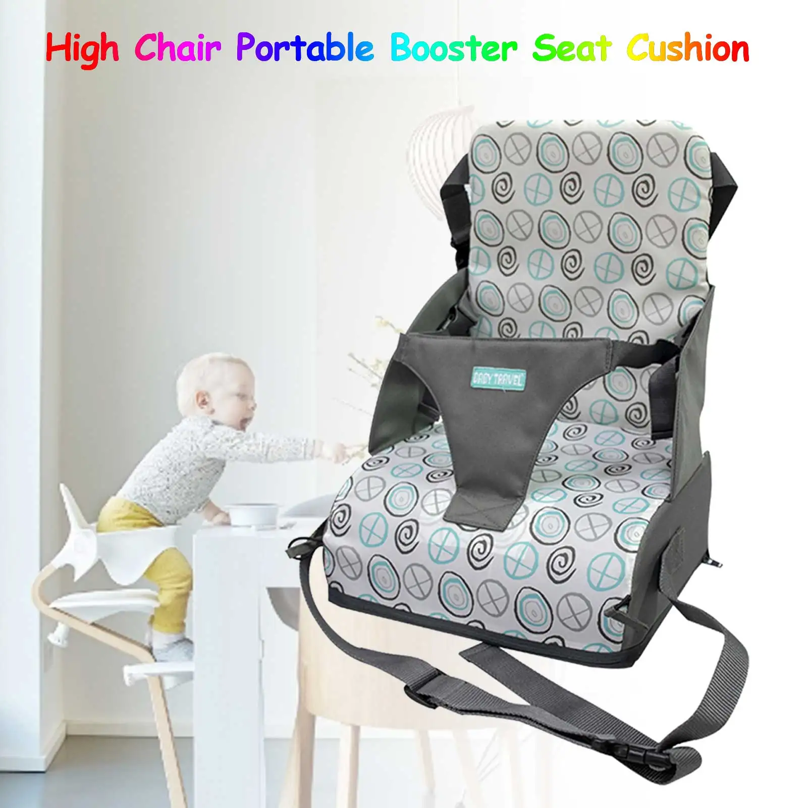 Adjustable Children Increased Chair Pad Baby Furnitur Booster Seat Portable Kids Dining Cushion Pram Chair Pad Removable