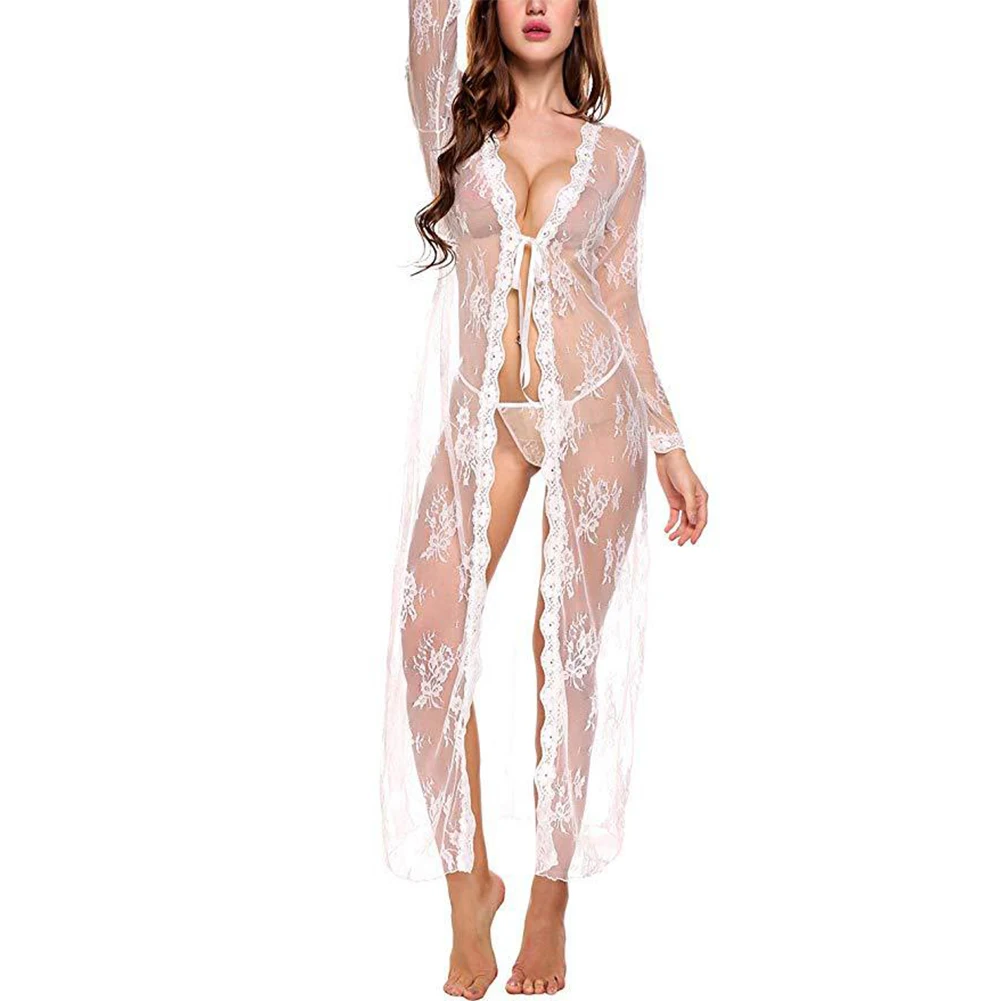 

Women's Seductive Lace Dress, Sheer See Through Kimono Robe Nightgown, Sexy Lingerie, Free size, Various Colors