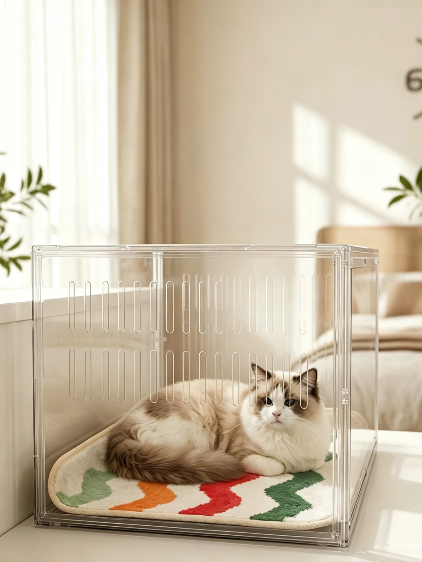 Portable Acrylic  Cage Transparent Display Pet Show Cage for Small Dogs And Kittens High Aesthetic Value Multi-level Stack...