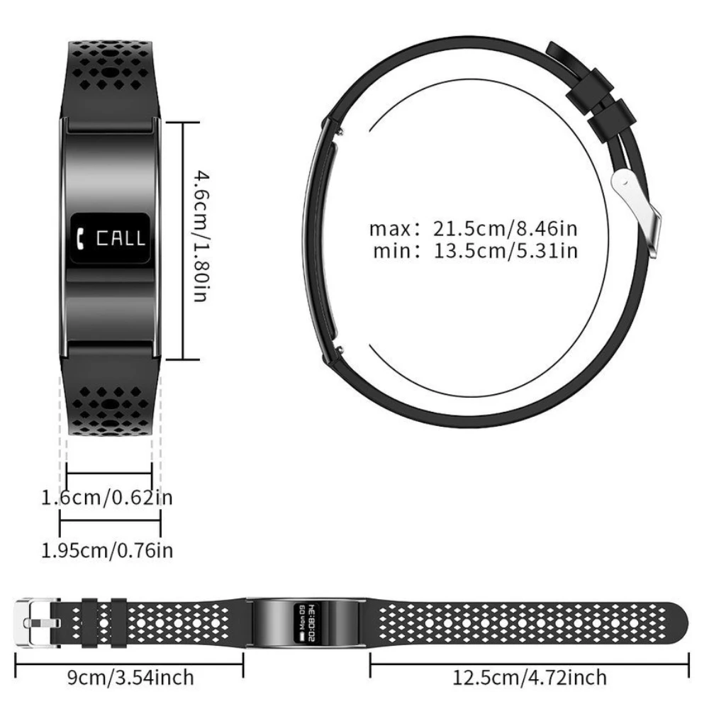 Intelligent Adjustable Bracelet Stainless Steel Healthy Heart Rate HRV Sleep Fitness Exercise Tracker Waterproof ID Wristband