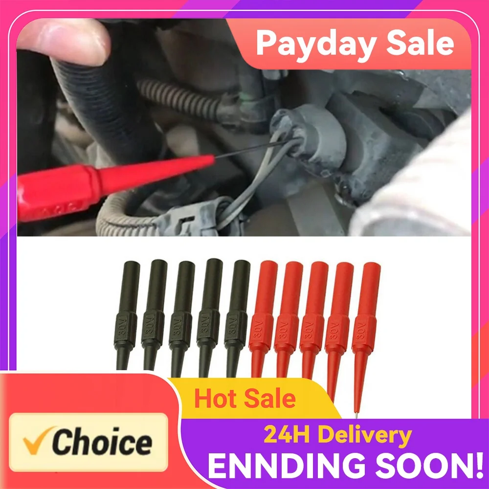 10pcs Insulation Piercing Needle Non-destructive Multimeter Test Probes Measuring Device Acupuncture Car Tool for Banana Plug