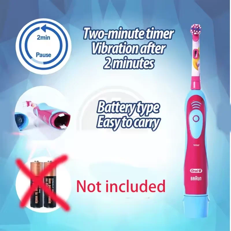 Электрическая зубная щетка Oral B DB5510K, детская вращающаяся щетка для зубов, мягкая щетина, таймер 2 минуты, водонепроницаемая, с питанием от батареи для детей 3-12 лет