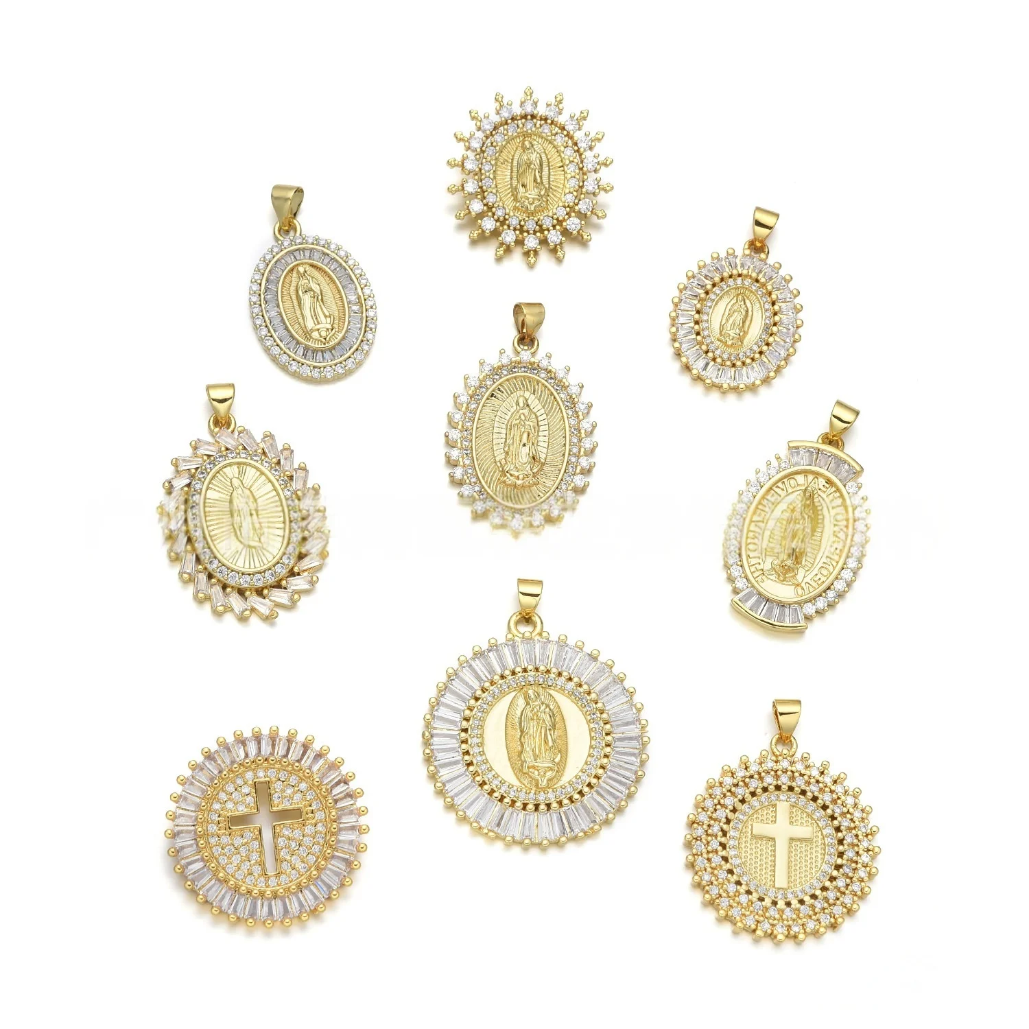 5 Pieces European and American Crystal Zircon Madonna Pendant Accessories DIY Pearl Necklace Jewelry Making Materials Wholesale