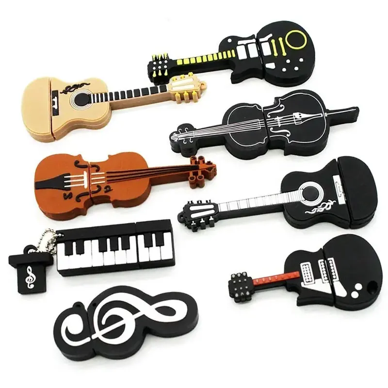 

Cartoon Guitar USB 2.0 Flash Drive 4GB 8GB 16GB 32GB 64GB 128GB Musical Pen Drives Violin Memory Stick Real Capacity U Disk Cute