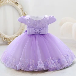 Flower Ceremony Baptism 1 Year Birthday Dress For Baby Girl Clothing Lace Princess Dresses Bow Party Dress Toddler Clothes