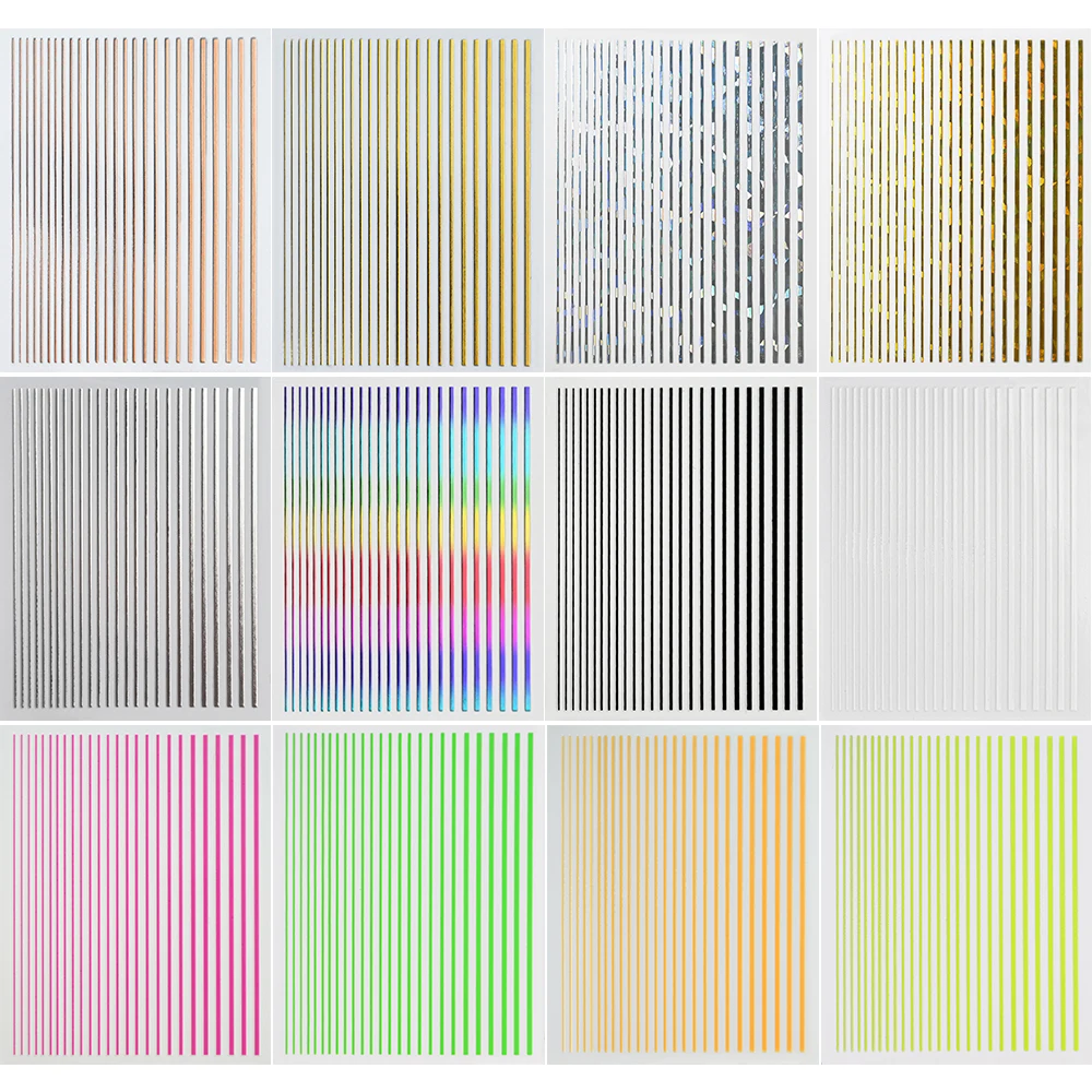 1pc French Stripe Line Nail Art Sticker Gold Silver Metal Stripe Adhesive Sliders French Tips Decals Manicure Decorations