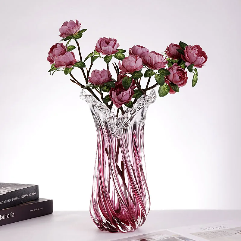 

Light luxury creative crystal glass vase household living room entrance water raising vase lily rose open flower arrangement orn