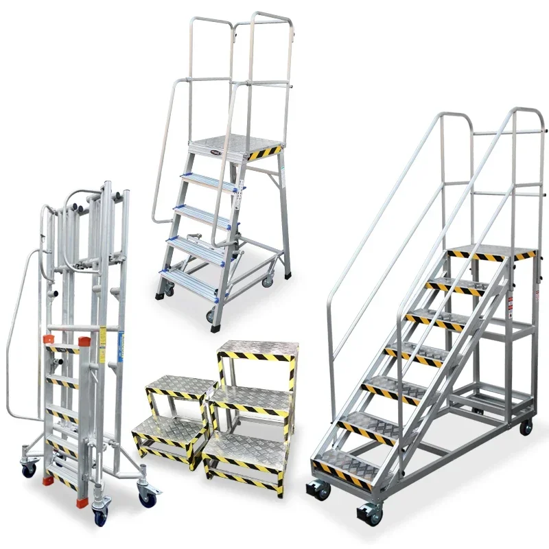 Aluminum alloy supermarket climbing cart tally pickup silent wheel disassembly lifting warehouse factory mobile platform ladder