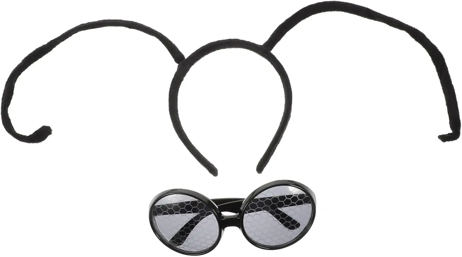 PESENAR Fly cospaly due pezzi nero curvy carino accessorio per capelli grandi occhiali in rete grigia essenziali per la masquerade