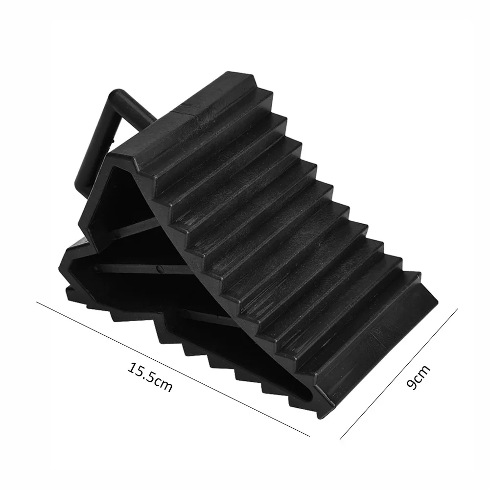 Portable Wheel Chock with Handles Vehicle Car Truck Wheel Tire Chock Stop Block Anti-slip Plastic Base Tire Support Pad Black