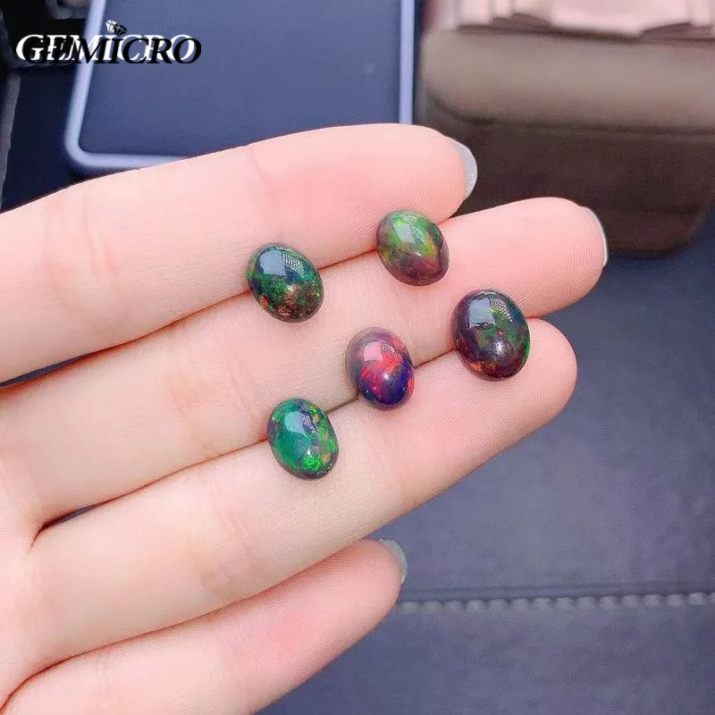 New Ethiopia Black Opal Gemstone Loose 6x8mm Oval Stone for DIY Jewelry