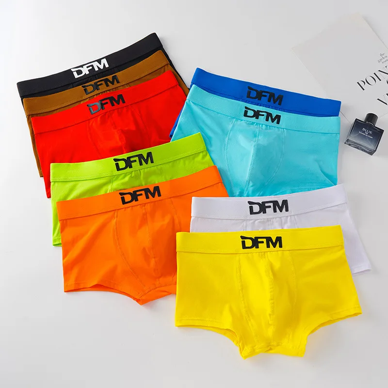 2024 New Four Seasons Universal 3pcs Men Pure Cotton Mid Rise Underwear Fashion Contrast Color Male Flat Corner Boxers