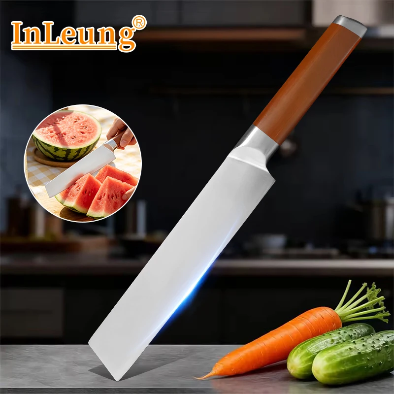 8 Inches Stainless Steel Watermelon Knife Meat Slicing Fruit Knife Sashimi Meat Cleaver Beef Professional Kitchen Chef Knives