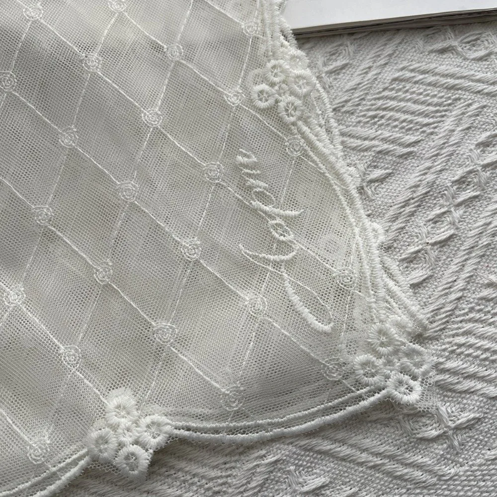 

Versatile Retro Women's Lace Scarf Korean Version Solid Color Female Headscarf Long Embroidered Flower Sunscreen Shawl for Women