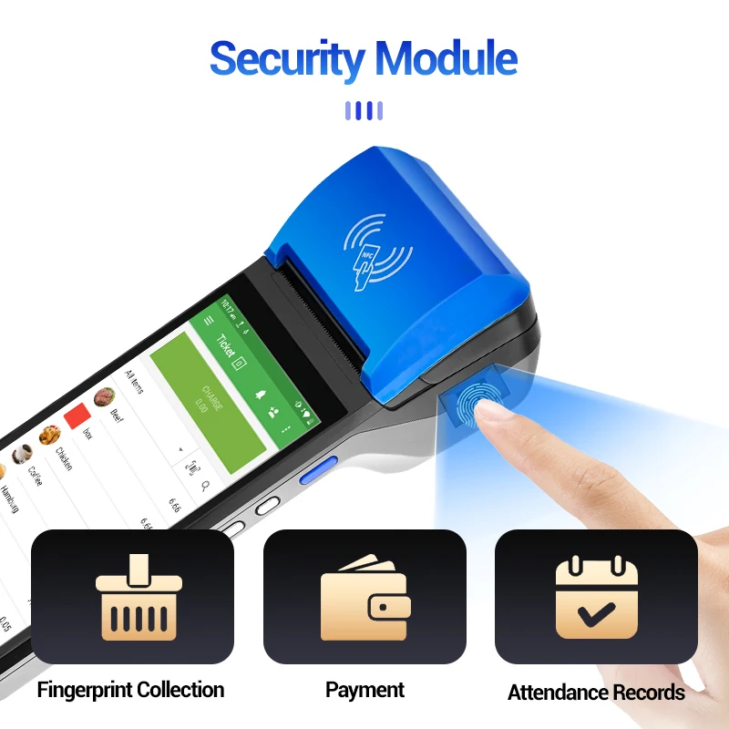 Hot F1-55 Handheld 5,5 inch touchscreen NFC Betaling Vingerafdruk Barcode Scanpunt van verkoop Facturering Restaurant Pos