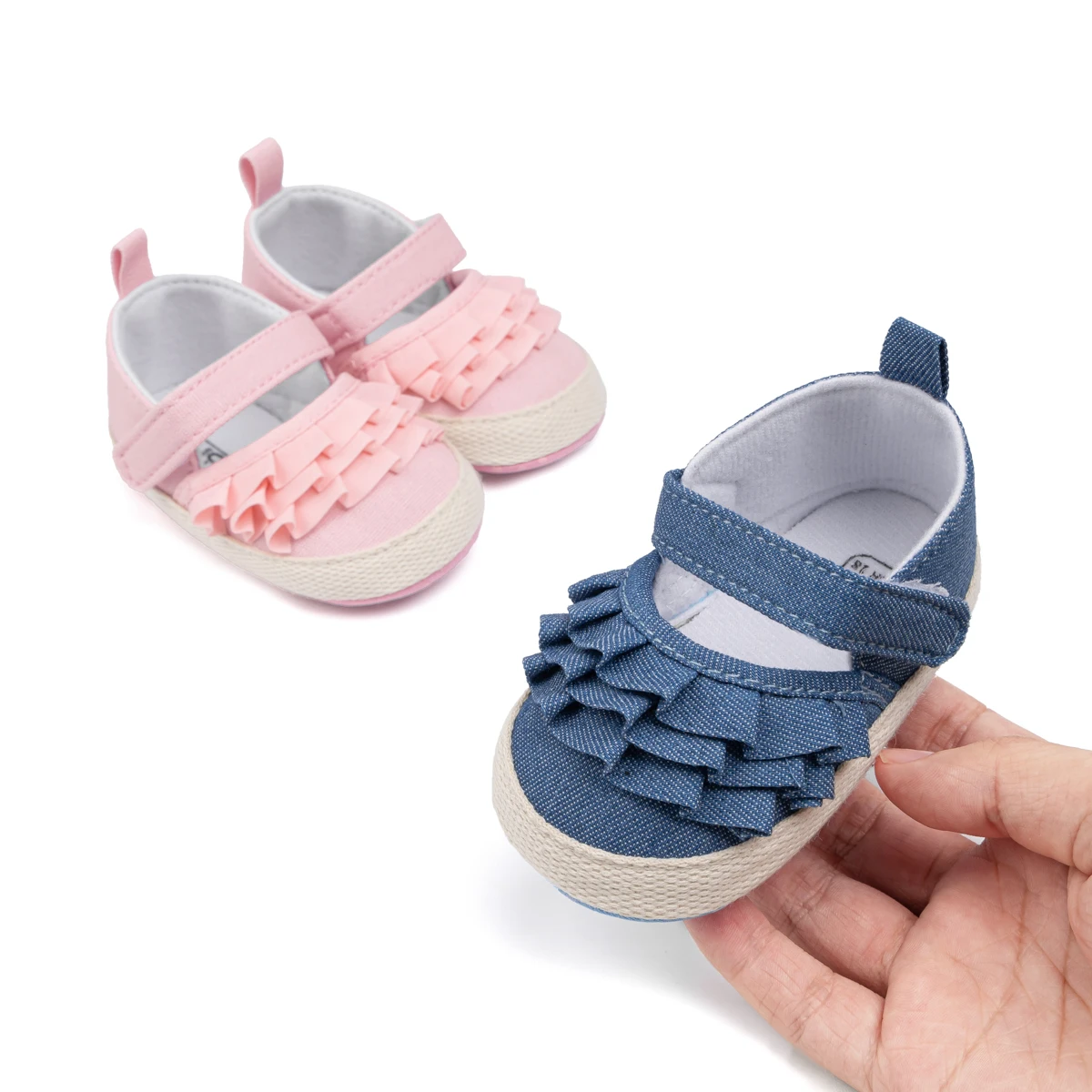 

KIDSUN Newborn Baby Girl Casual Shoes Beautiful Lace Cotton Sole Anti-Slip Baby Shoes Flats Infant First Walkers Crib Shoes