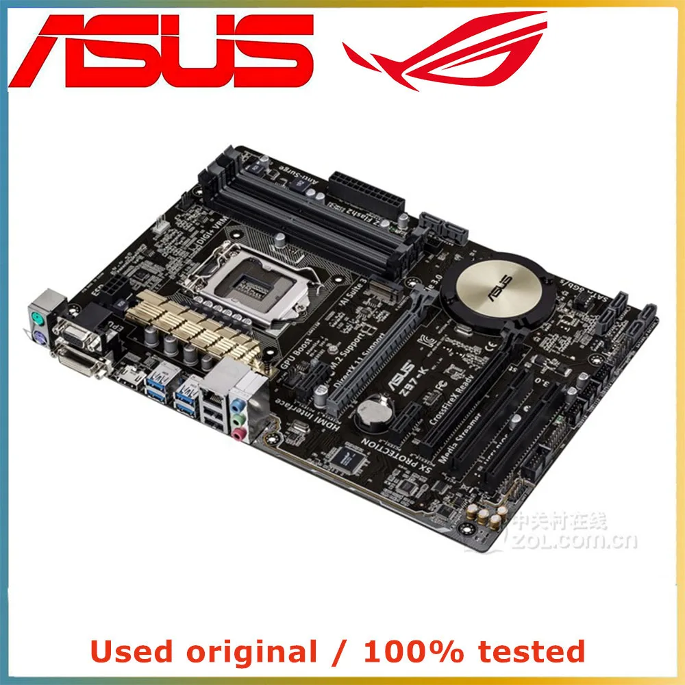 Imagem -02 - Placa-mãe do Computador Lga 1150 Ddr3 32g Desktop Mainboard Sata Iii Pci-e 3.0 X16 Asus-z97-k