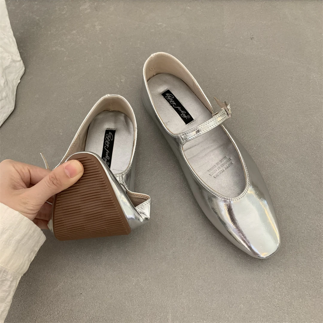 Women Flats Mary Jane Ballet Shoes Female Square Toe Female Ballets Shallow Ladies Casual Soft Mary Jane Shoes Outdoor Dress Fla