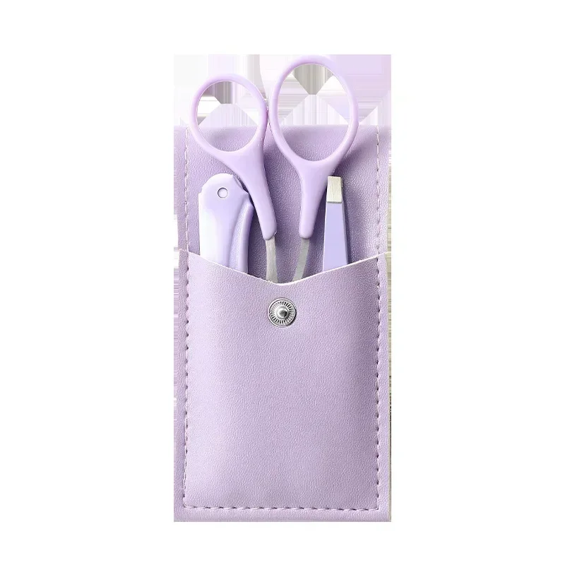 プライベートツール ポータブル眉毛はさみ コームラベル付き 3個/セット メイクアップ眉毛トリミングセット 眉毛カミソリ メイクアップツール