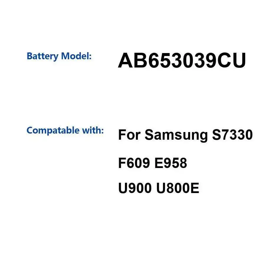 

AB653039CU Safe 880Mah For Samsung S7330 F609 E958 U900 U800E Lightweight Mobile Phone Battery