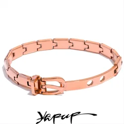 Yhpup Stainless Steel Texture Chain 3 Colors Cuban Bracelet Bangle Men Women High Quality Metal Waterproof Wrist Unisex Jewelry